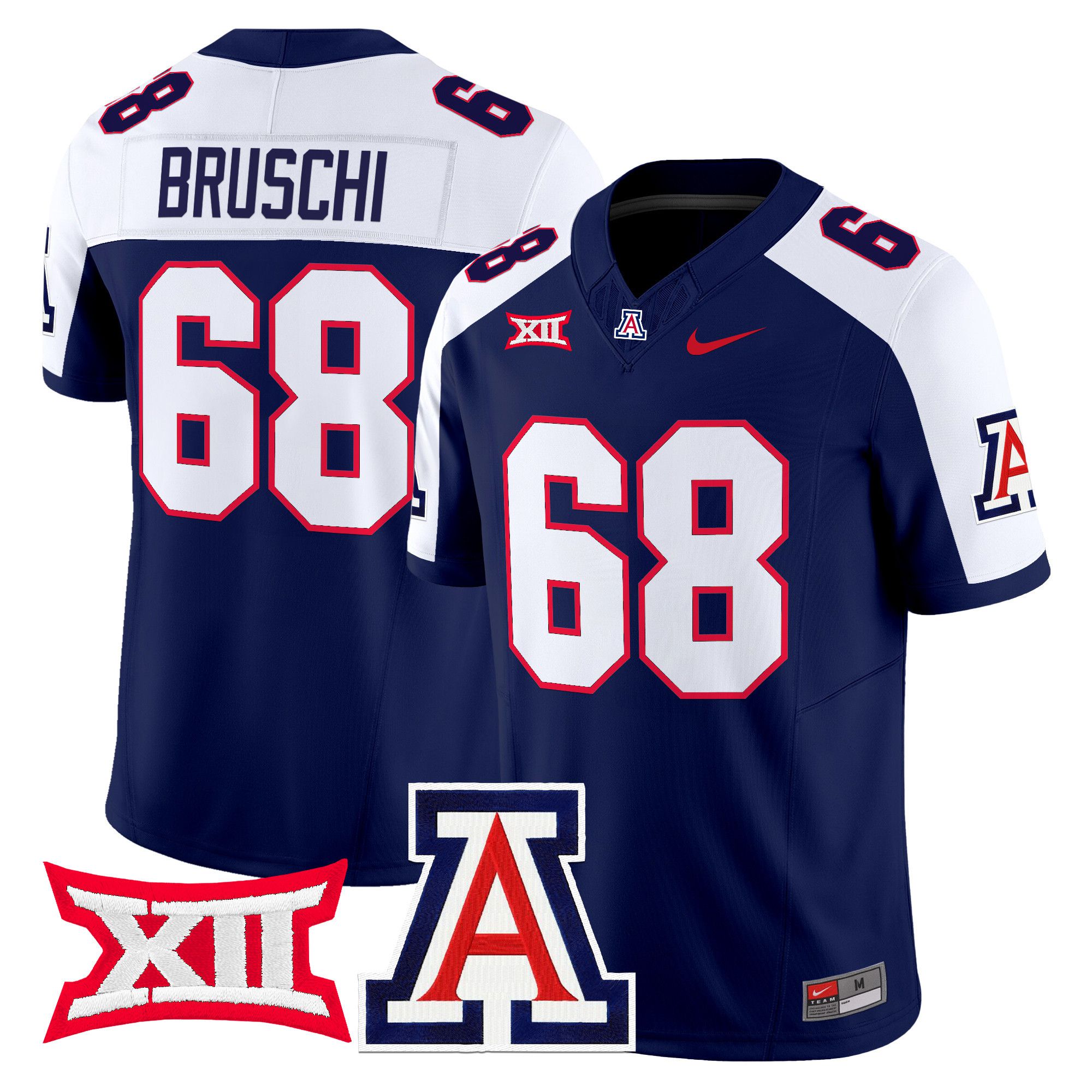 Men Arizona Wildcats #68 Bruschi Blue Nike 2024 Vapor Limited NCAA Jersey->more ncaa teams->NCAA Jersey